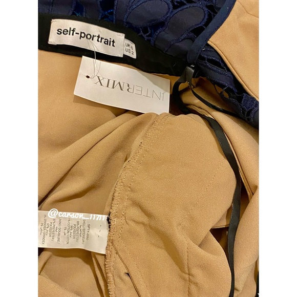 NWT Self Portrait Prairie Midi Dress Navy/Teal - Picture 15 of 17